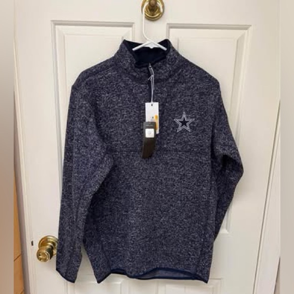 NFL Dallas Cowboys Heathered Navy Quarter-Zip Pullover Jacket Size Medium - Picture 4 of 10